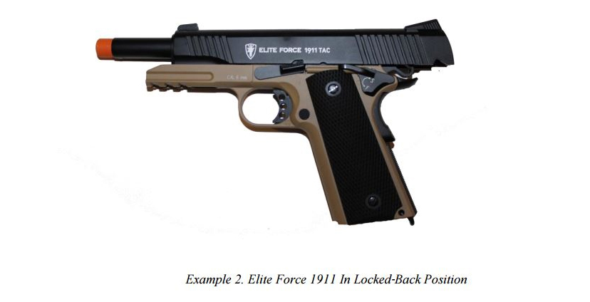 1911 Airsoft Pistol with Slide Locked Back